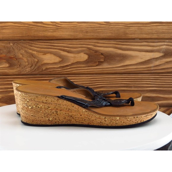 Clarks Size 9 M Women‎ Sandal Flip Flop Black Leather - Picture 5 of 10